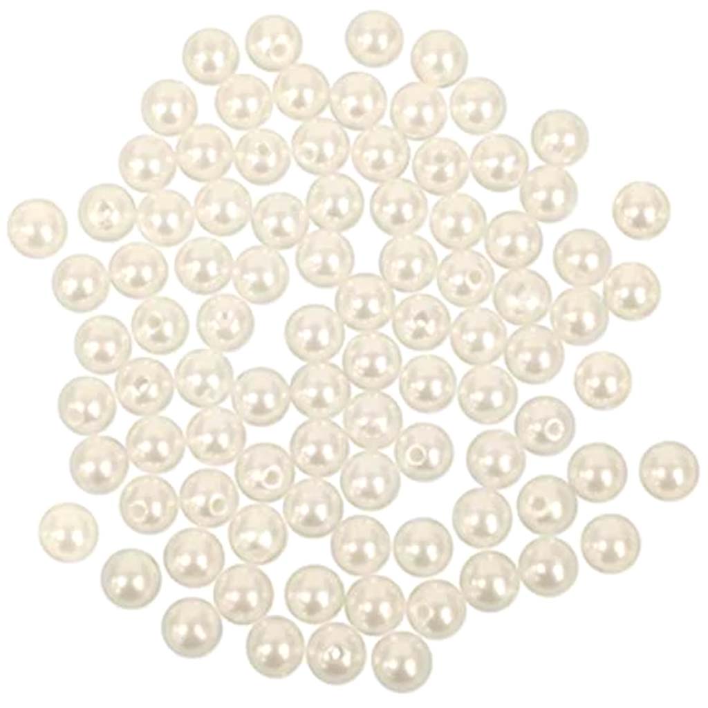 PEARL BEADS 80PCS ACRYLIC SLEEK IVORY VALUE-PACK 8MM 