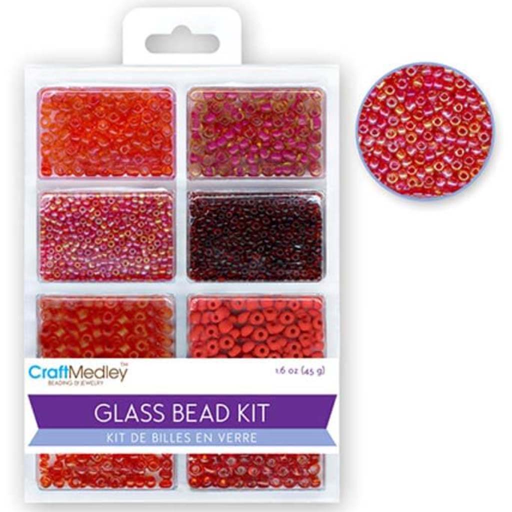 GLASS BEAD KIT ULTIMIX ROCAILLES/SEED BEADS/BUGLES 45G ROUGE 