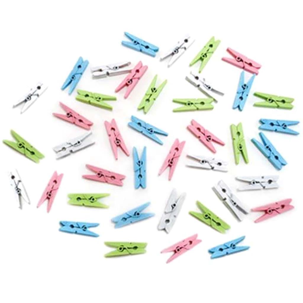 Craft Decor Mini Wood Clothespin X40 Fashion Colors 1in Pastel 