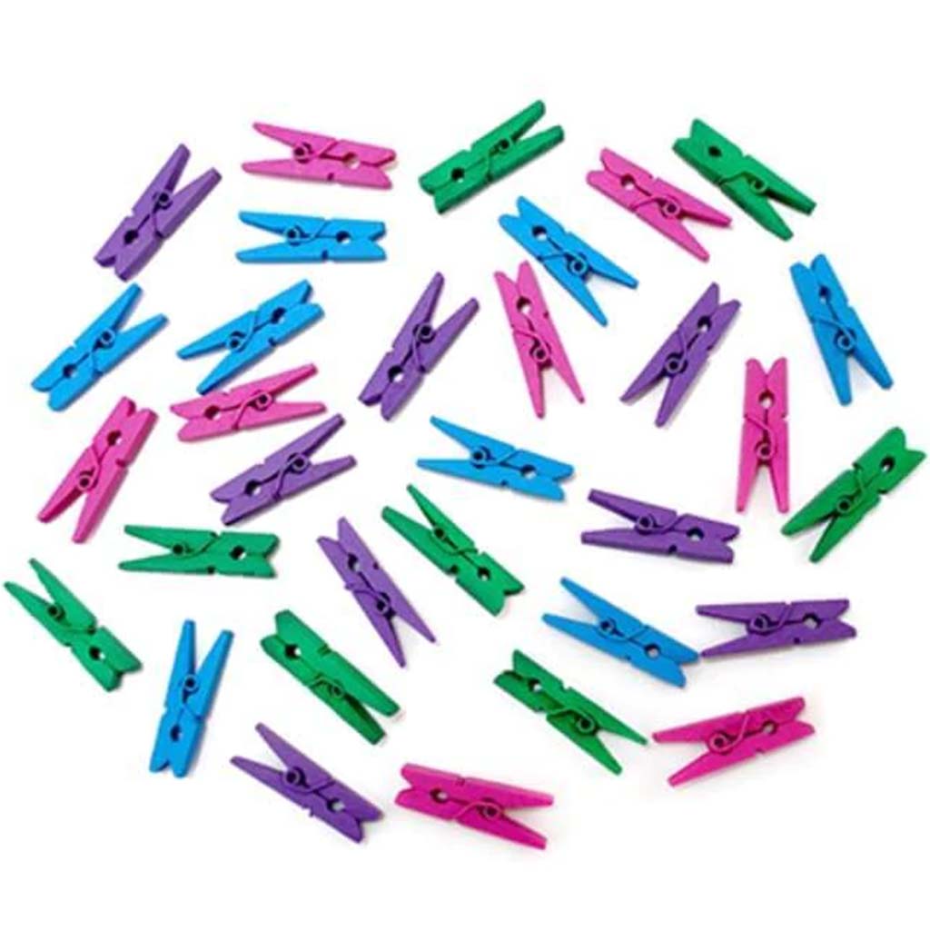 Craft Decor Mini Wood Clothespins X32 Fashion Colors 1 3/16in Glamour 