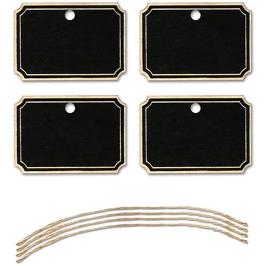 Craft Decor Chalk-It-Up Tags W/Jute Cord X4 Rectangle Cut 
