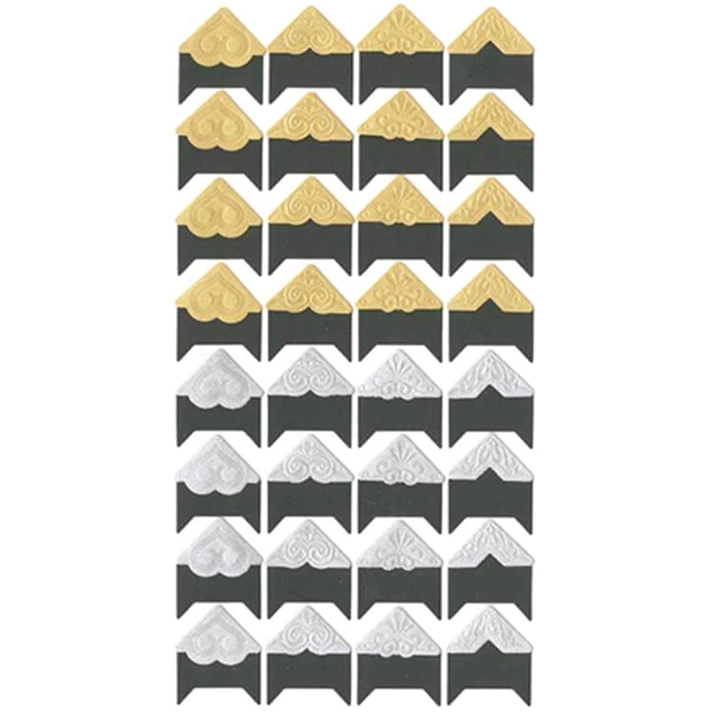 PHOTO CORNER EMBOSSED FANCY CARDSTOCK X32 METALC MIX 3/4" 