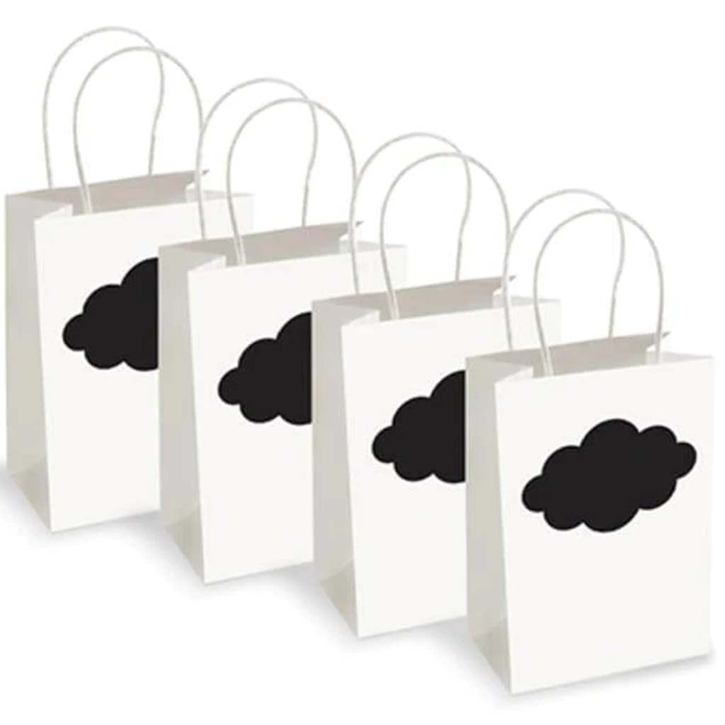 Party Craft 4.5&quot;X5.5&quot;X2.5&quot; Chalk-It-Up Gift Bags 4pk White 