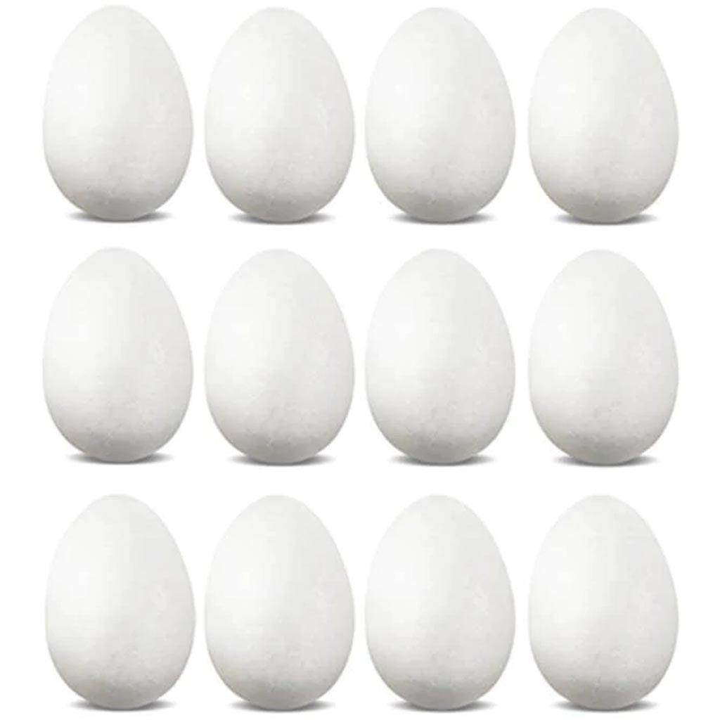 POLYFOAM EGGS (1.77&quot;) X 3.6CM (1.4&quot;) 12/PK 4.5CM 