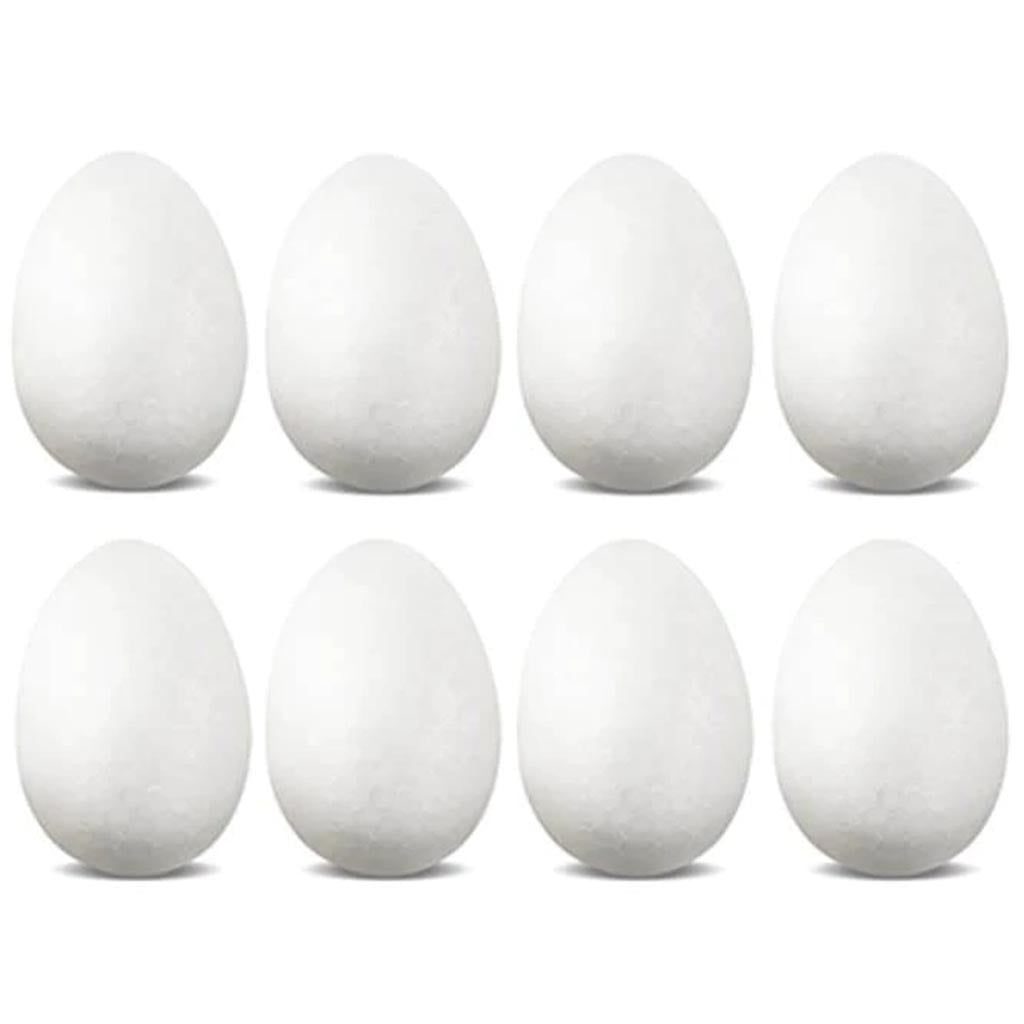 POLYFOAM EGGS (2.2&quot;) X 4.1CM (1.6&quot;) 8/PK 5.6CM 