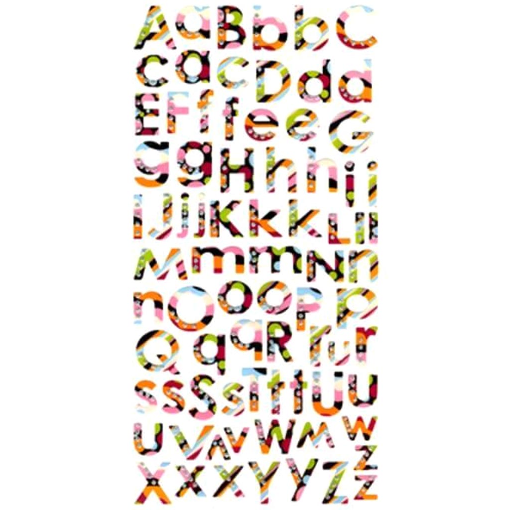 PAPER CRAFT STICKERS GLITTER ALPHABET KALEIDOSCOPE 4"X8" 