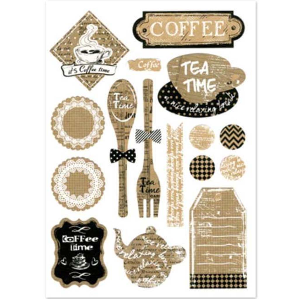 Paper Craft Sticker 5.06in x 7.06in Kraft Vintage Coffee Time 