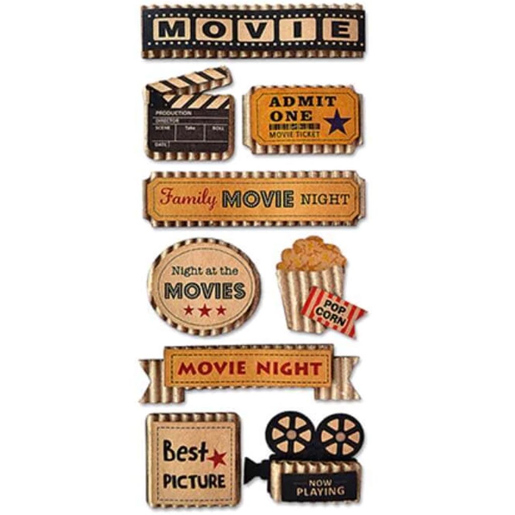 3D KRAFT PAPER ELEMENTS MOVIE NIGHT 3"X6.5" 