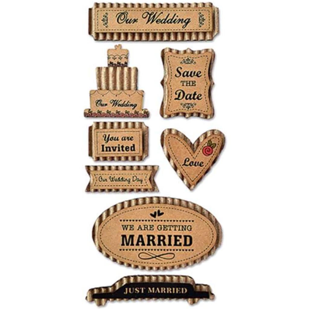 3D KRAFT PAPER ELEMENTS OUR WEDDING 3"X6.5" 