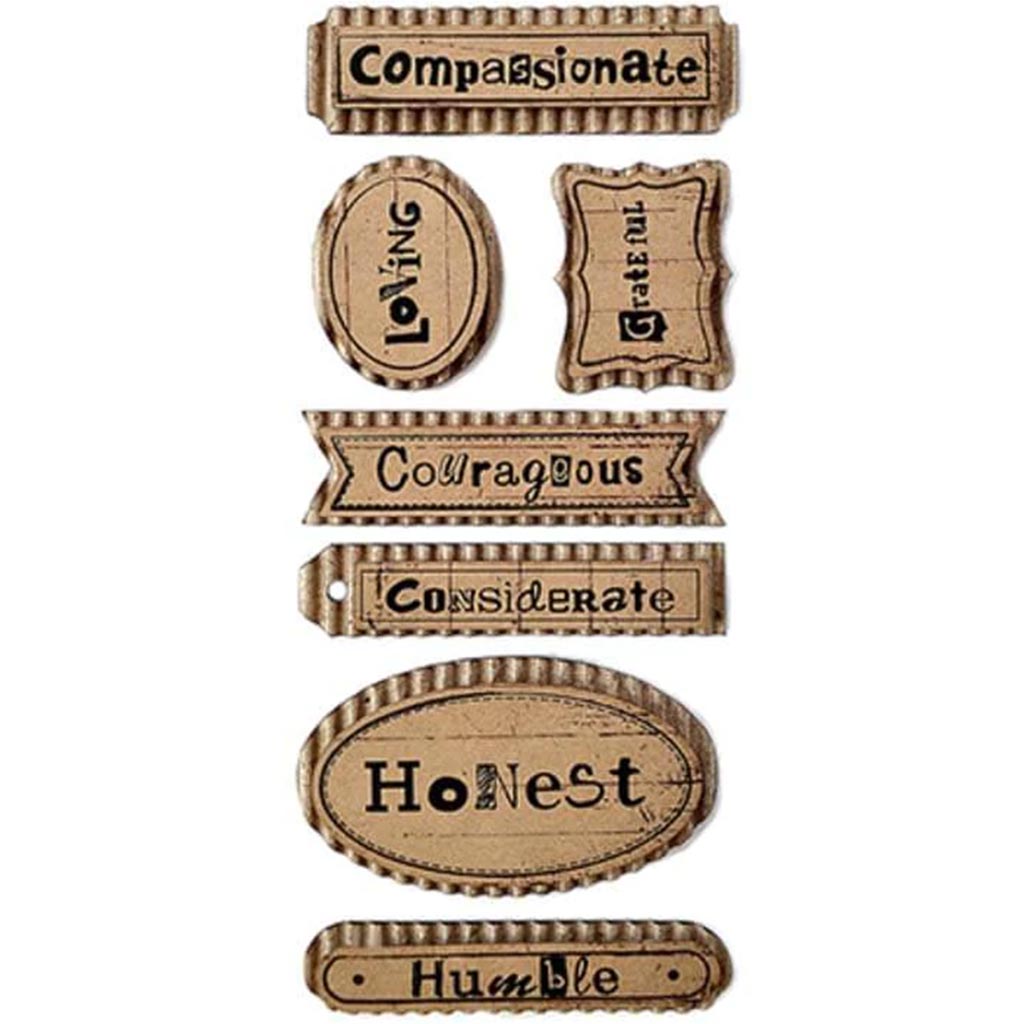 3D PAPER SENTIMENT KRAFT TAGS CHARACTER TRAITS 2 3"X6.5" 