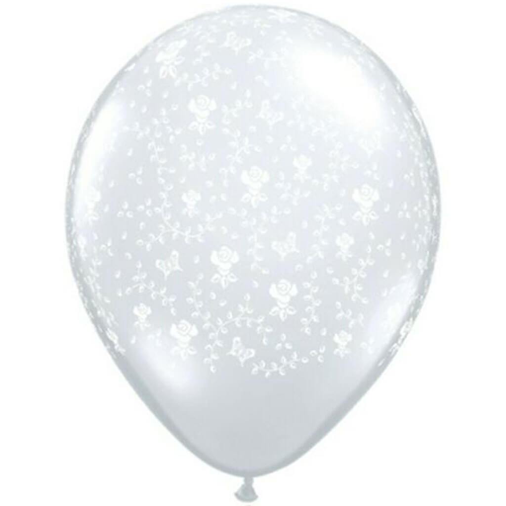 Diamond Clear Flower Latex Balloon 11in