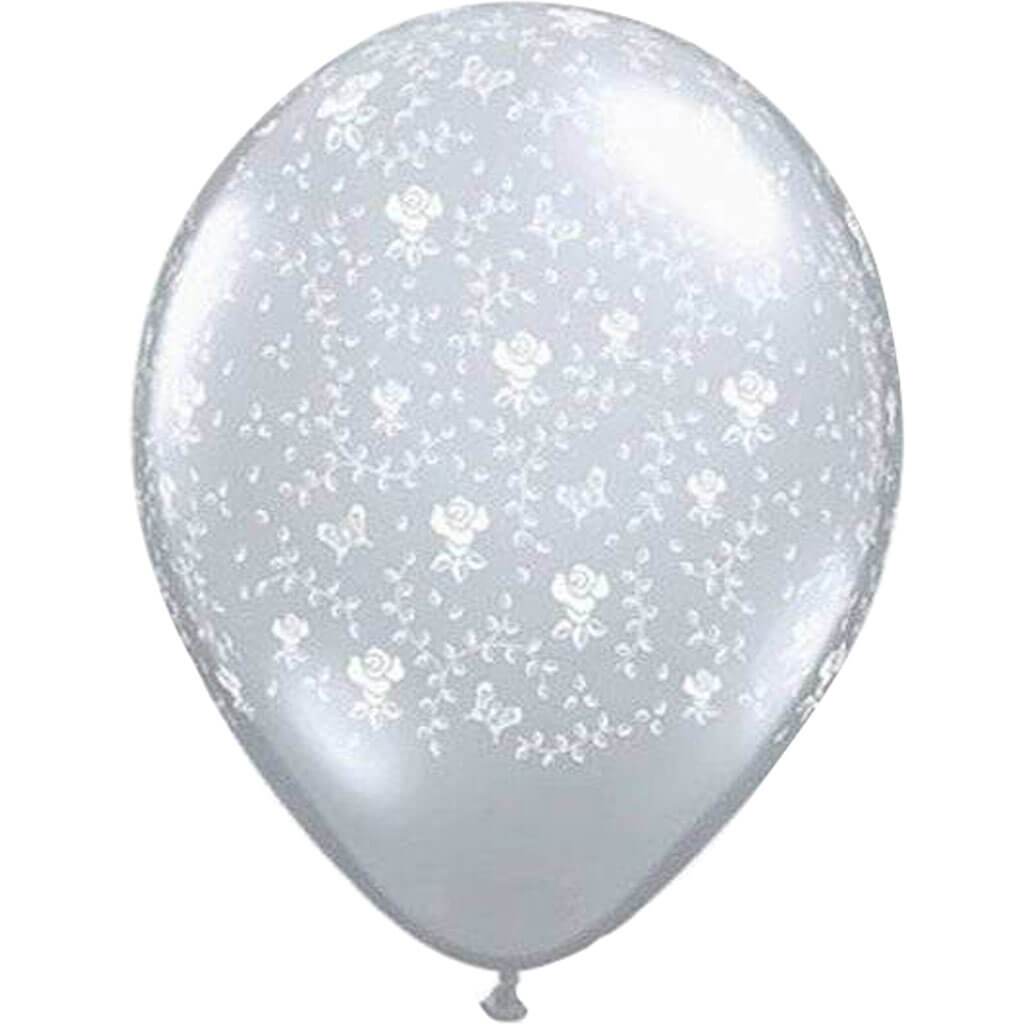 Diamond Clear Flower Latex Balloon 16in