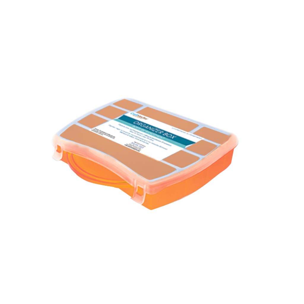 CRAFT/BEAD 9.75"X7.25"X1 5/8" ORGANZR BOX 12-COMP W/SNAP LID ORANGE 