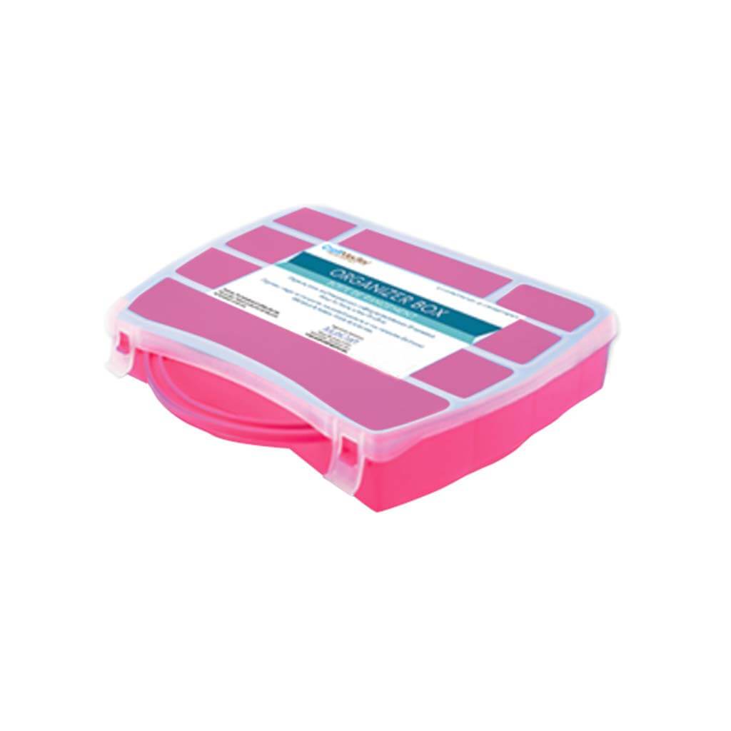 CRAFT/BEAD 9.75"X7.25"X1 5/8" ORGANZR BOX 12-COMP W/SNAP LID PINK 