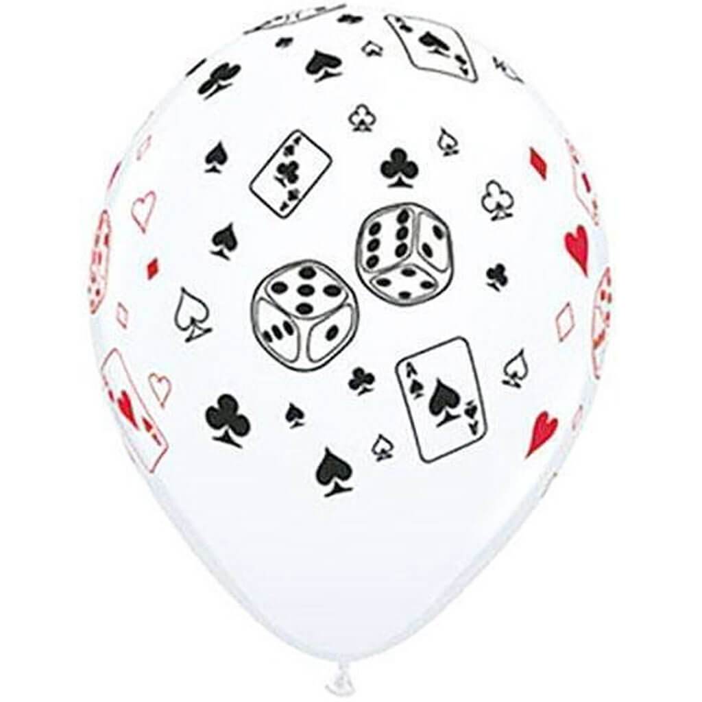 Cards &amp; Dice White Latex Balloon, 11in