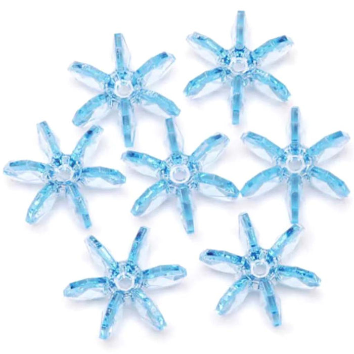 Starflake Beads Transparent Christmas Light Sapphire Blue 18mm 100 pieces 