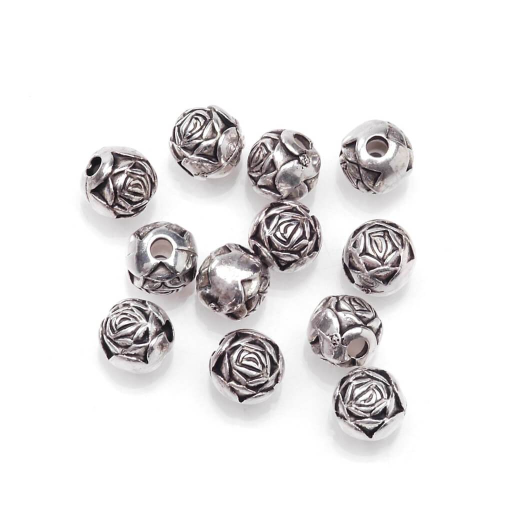 METAL BEAD ROSE ANSLV 12PC 6MM 