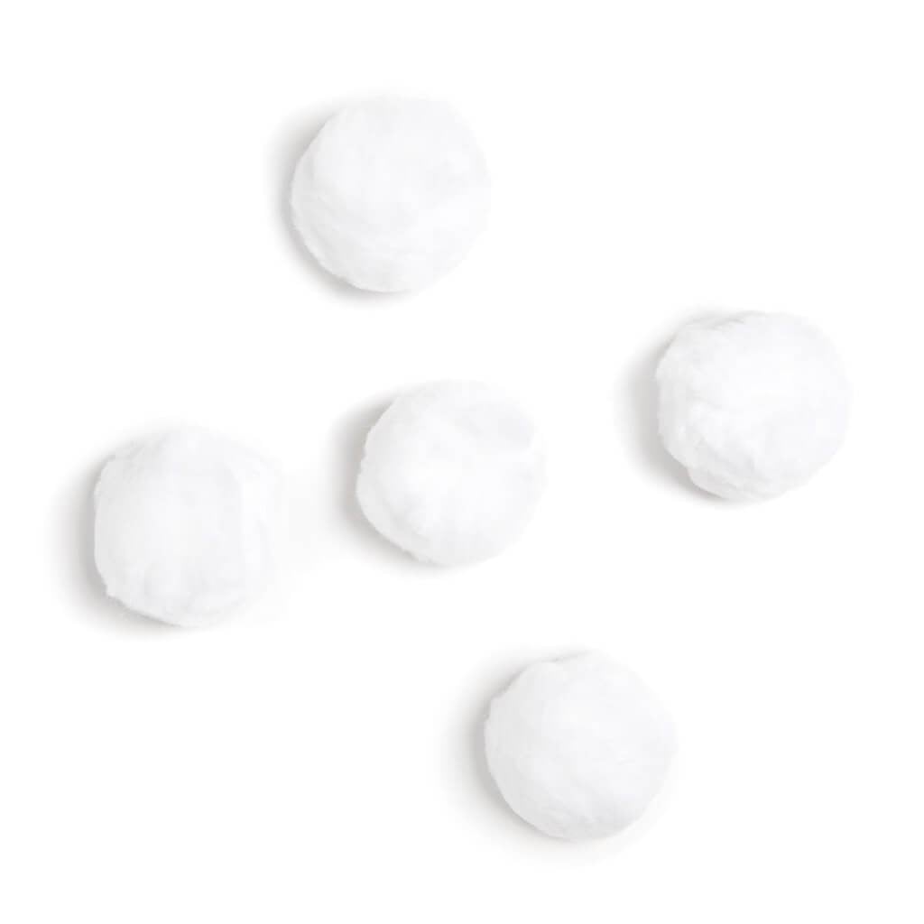 ACRYLIC POM POMS WHITE 5PCS/PKG 2.5IN 