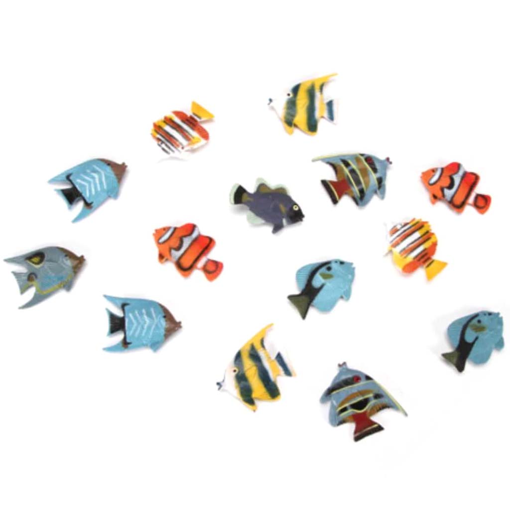 Plastic Tropical Fish 2 inches 14 pieces 