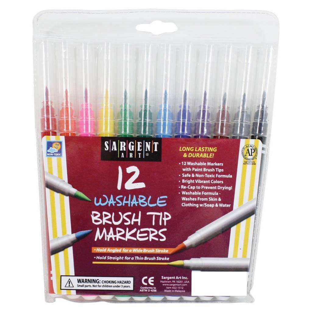 Washable Brush Tip Markers 12ct