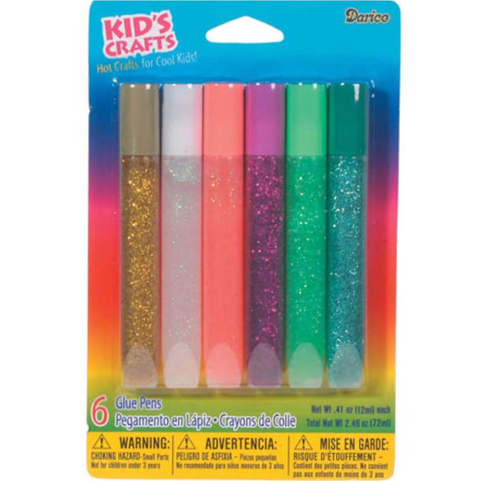 Kid's Crafts Glitter Glue Pens Bright Colors 12mL 6 pieces 