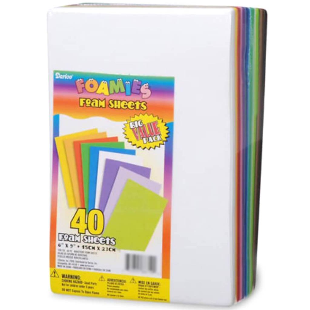 Foamies Sheets Assorted Colors 6 x 9 inches 40 sheets 