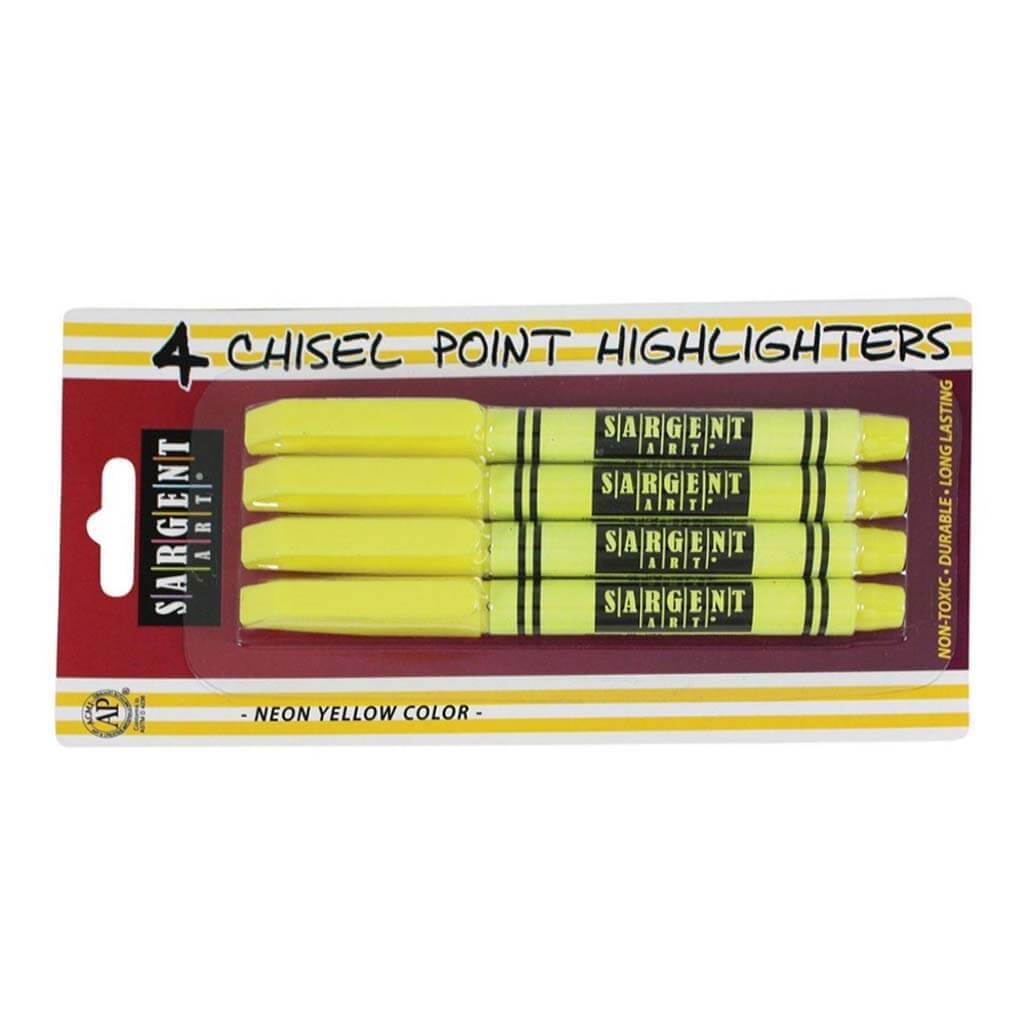 Chisel Point Highlighters Yellow 4ct