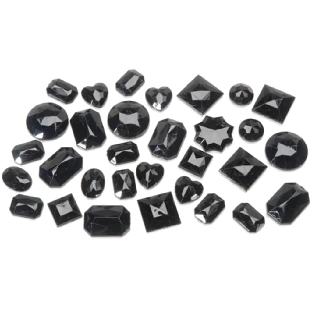 Rhinestones Black Assorted Shape and Size 22 grams Big Value 