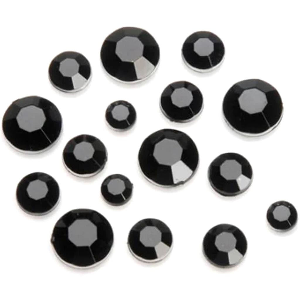 Rhinestones Black Assorted Round Size 22 grams 