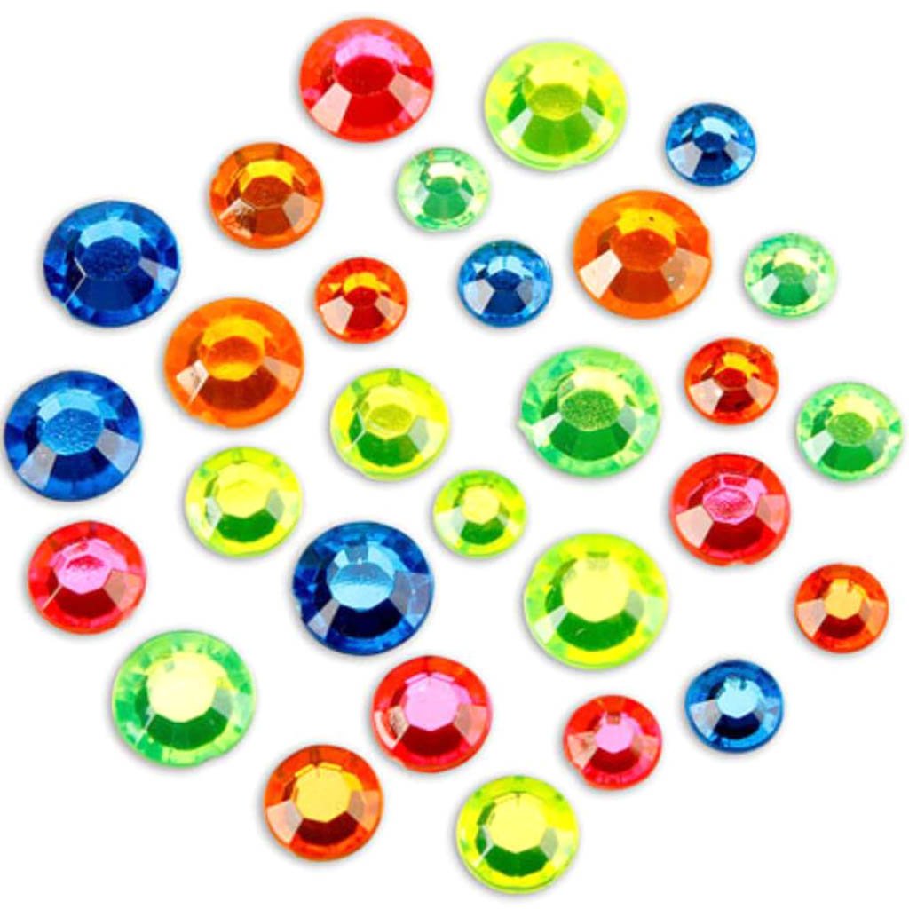 Acrylic Rhinestones Assorted Neon Colors Round 8-11mm 