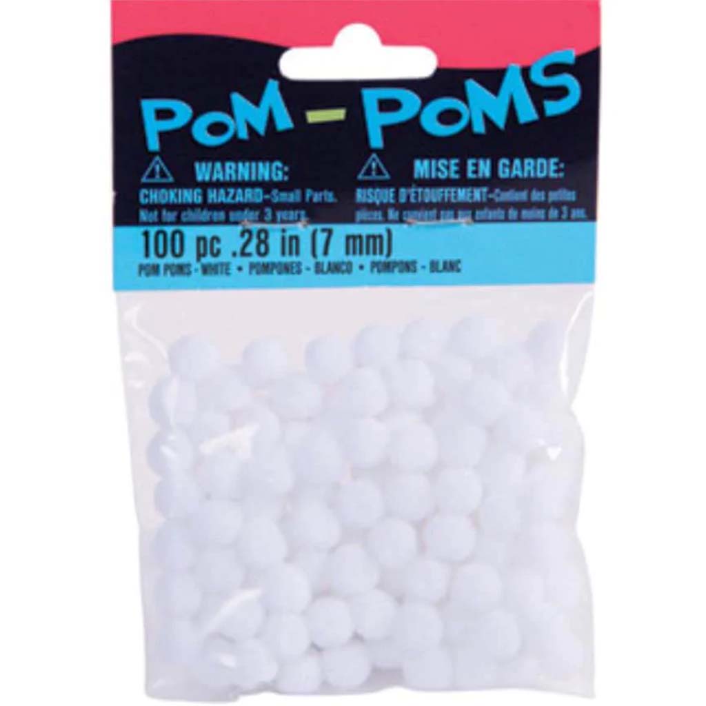 Pom-Poms White 7mm 100 pieces 