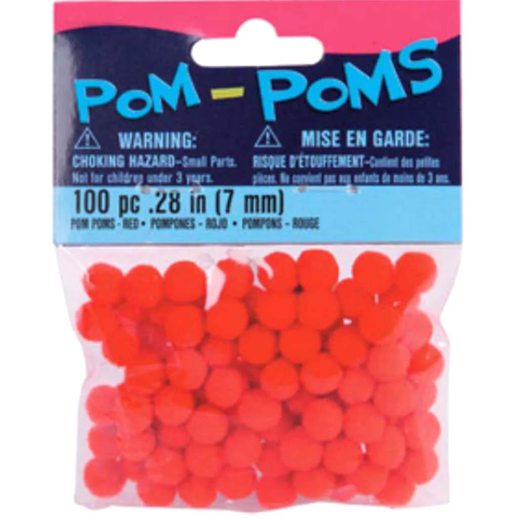 Pom-Poms Red 7mm 100 pieces 