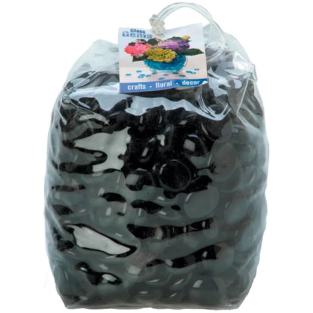 Glass Gems in PVC Bag Black 4 lb 