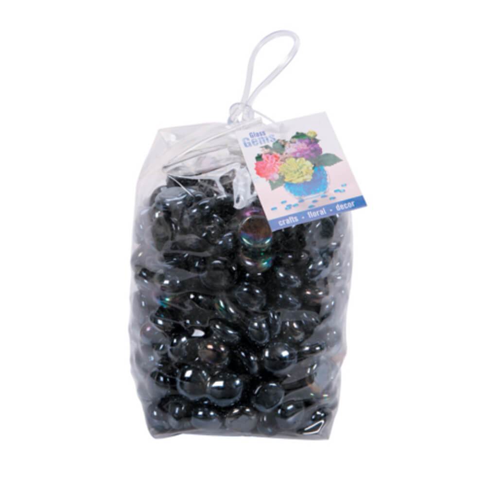 Glass Gems in a PVC Bag Black Luster 4 lb 