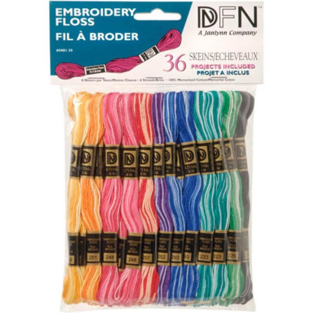 Cotton Embroidery Floss Variegated Colors 36 skeins 