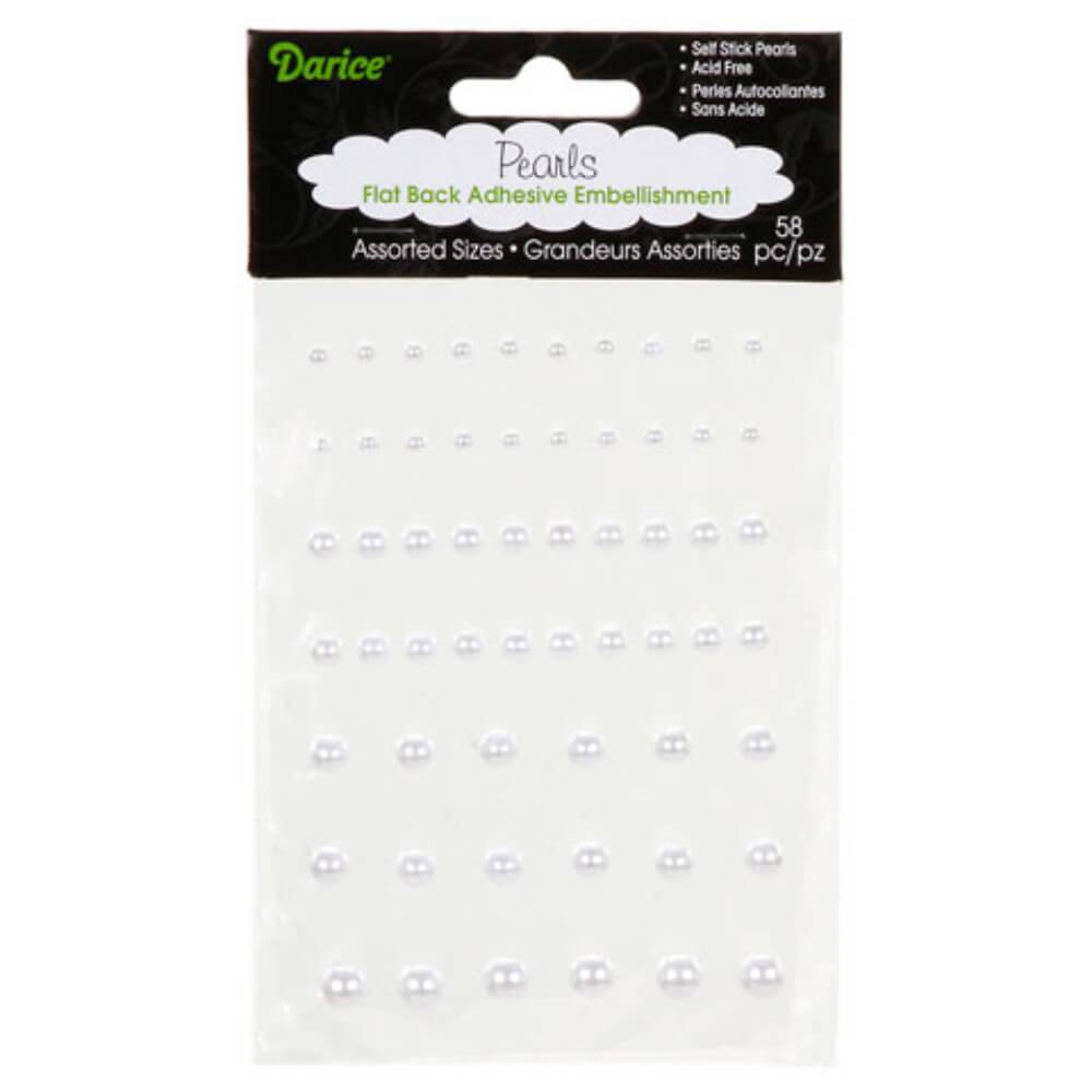 Adhesive Pearls Flat Back Acid Free White Assorted Sizes 58 assorted size 