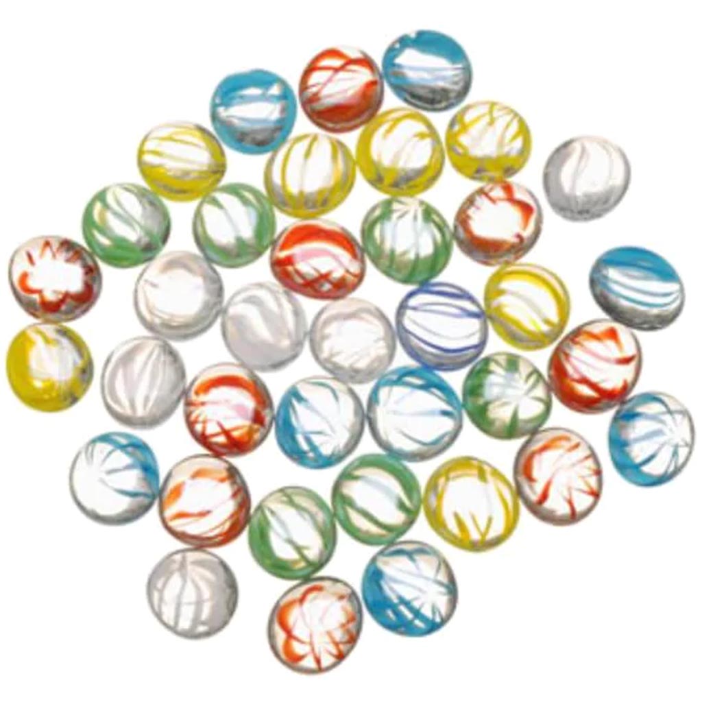 Glass Gems in Mesh Bag Multi Color Swirl 17mm 