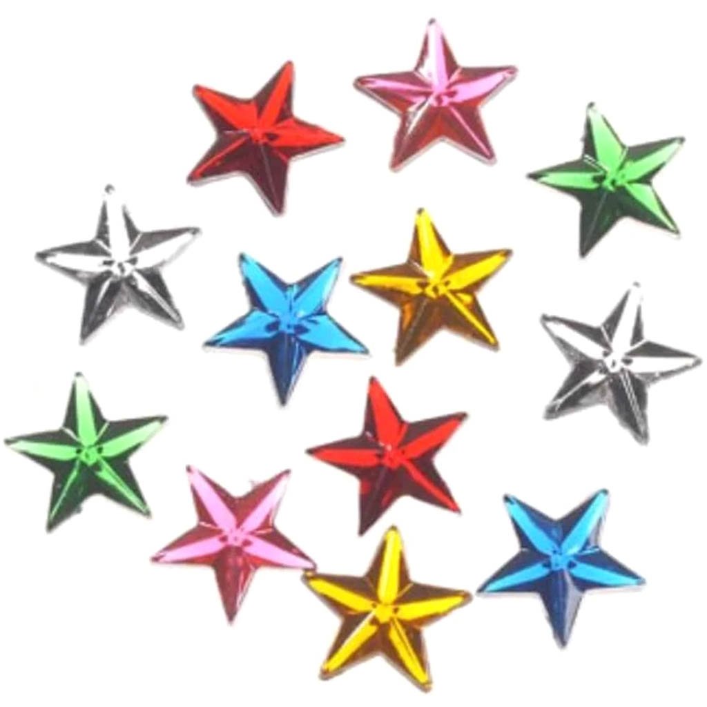 Acrylic Rhinestones Assorted Colors Star-Shaped 14mm 