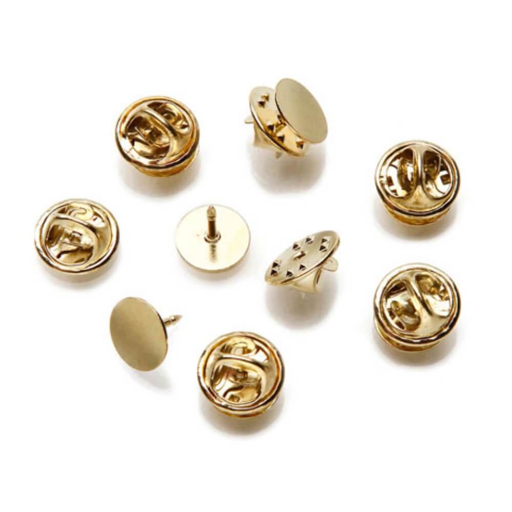 Tie Tacks with Clutch Brass Plated Steel 10mm 