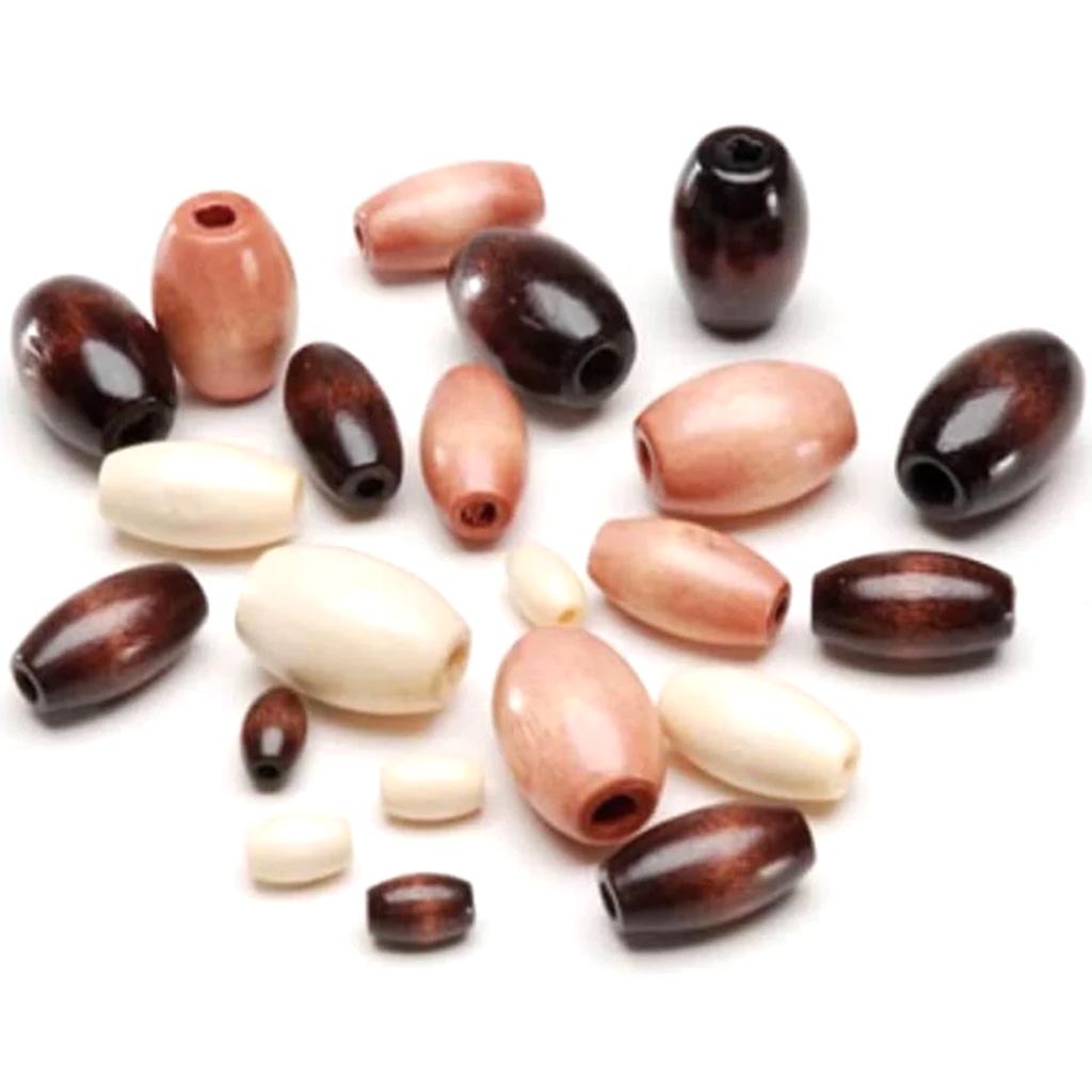 Wood Beads Assorted Earth Tones Oval Assorted Sizes 