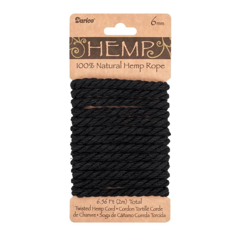 TWISTED HEMP CORD BLACK ROPE 6MM 