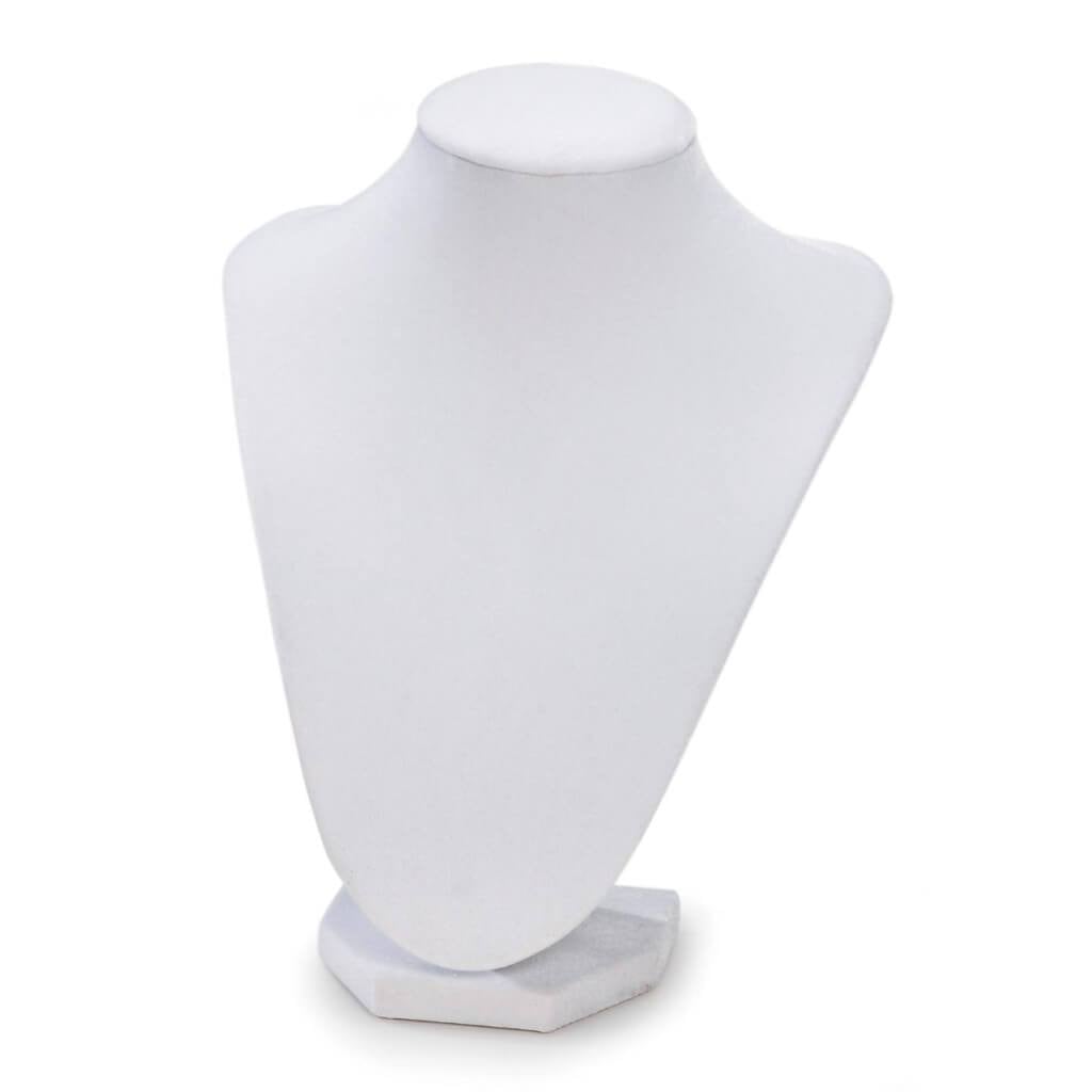 BUST NECKLACE STAND VELVET WHITE 9IN 