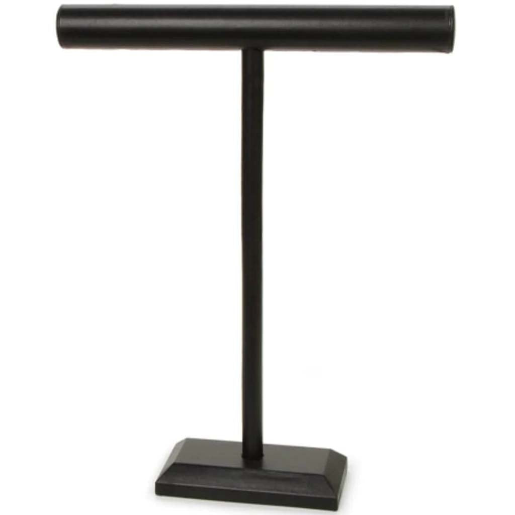 Single Bar Jewelry Stand Black Leatherette 12 inches 