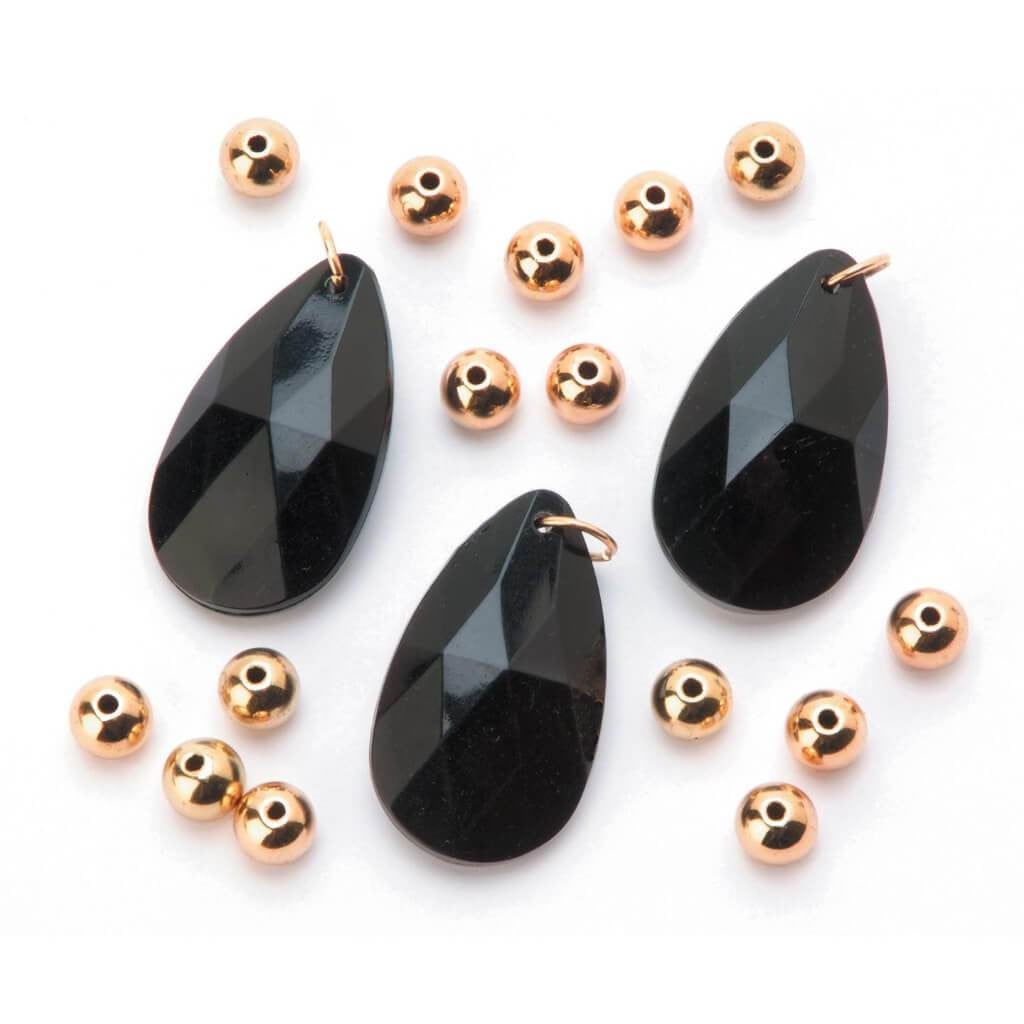 ACRYLIC BEADS TEARDROP BLACK 21X37MM 