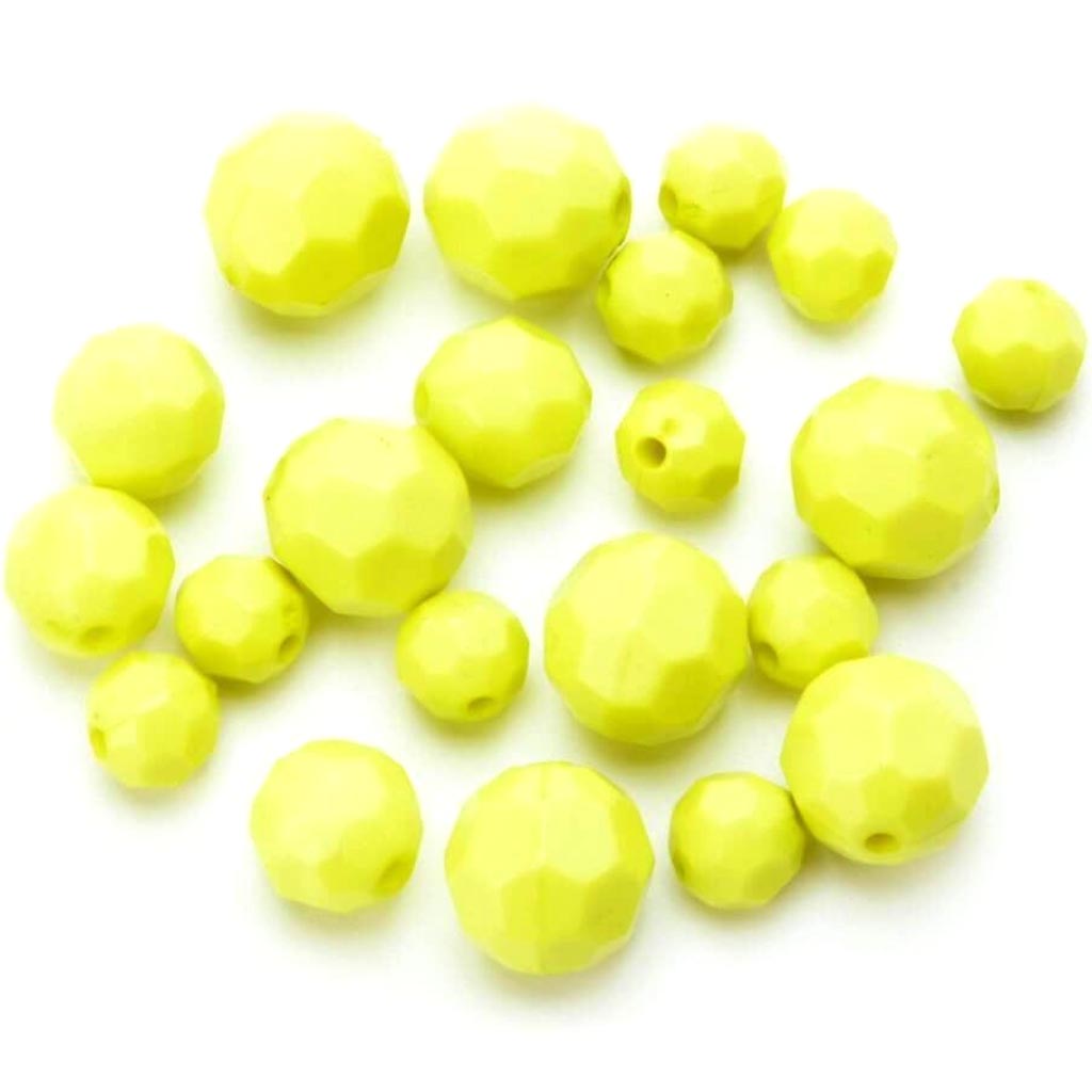 ACRYLIC BEADS FACETED ROUND LIME GREEN 8/10/12MM 