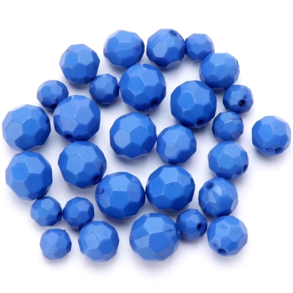 ACRYLIC BEADS FACETED ROUND BLUE 8/10/12MM 