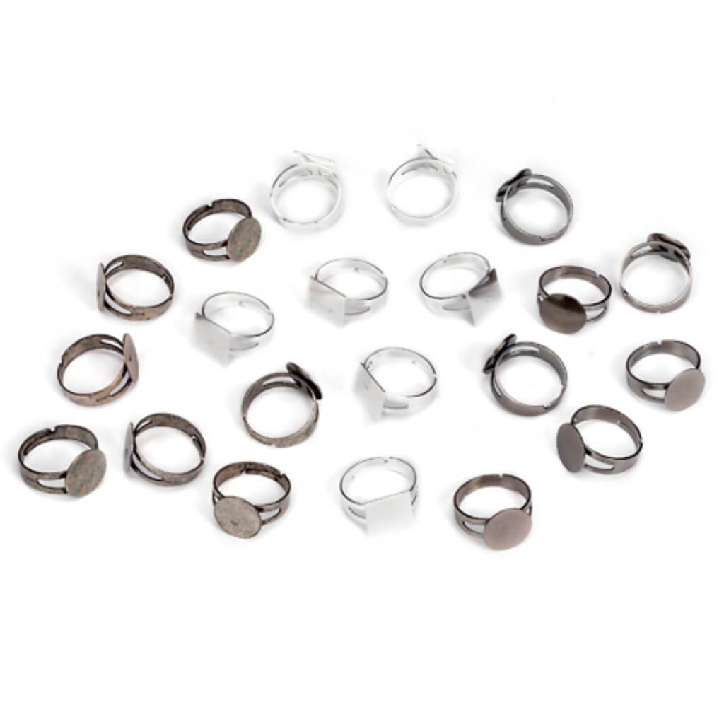 Jewelry Designer Ring Blanks Value Packs Asst Colors 21 pieces 