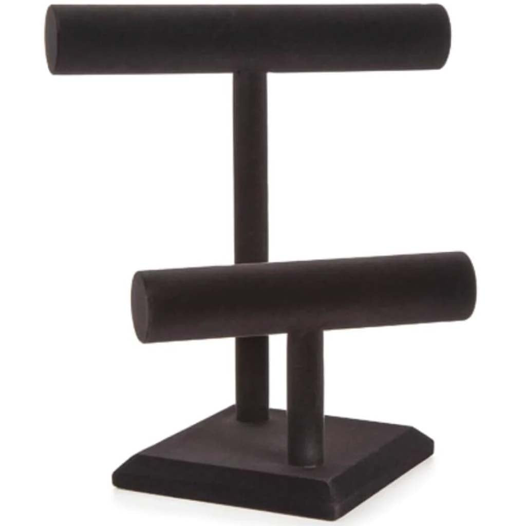 Double Bar Jewelry Stand Velvet 10.75 x 9.5 Inches 