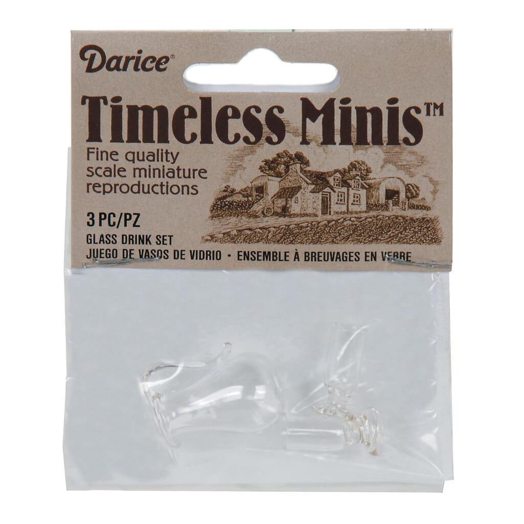 MINIATURE GLASS DRINK SET 3PC .625IN 
