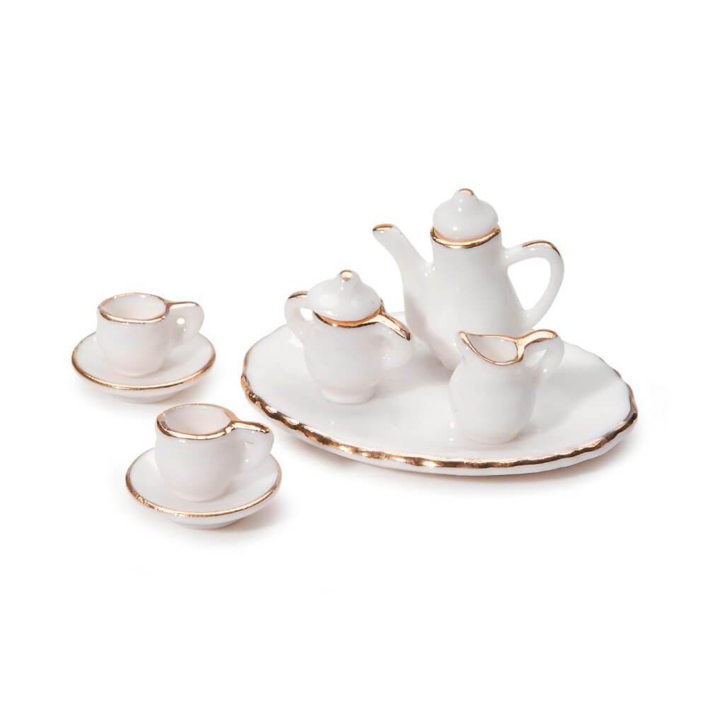 MINIATURE WHITE CERAMIC TEA SERVICE 